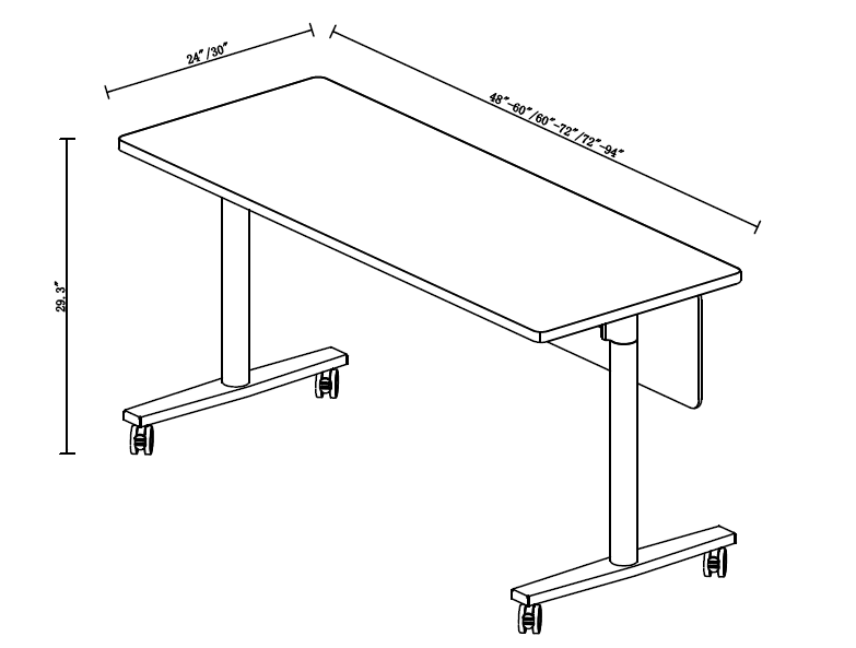 Dessin de Traini de table rabattable à pieds ronds