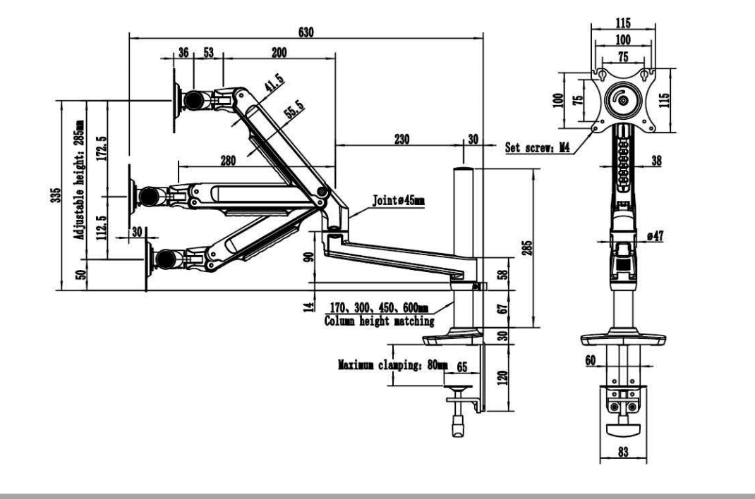 Bras de moniteur MA600 Dessin