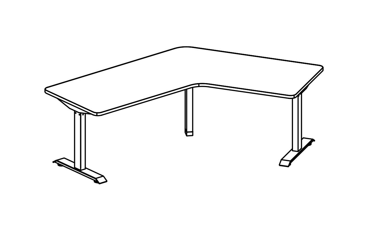 Dessin de table assis-debout à 120°