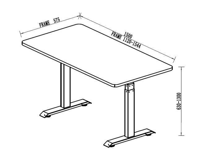 Dessin de table assis-debout simple à deux moteurs